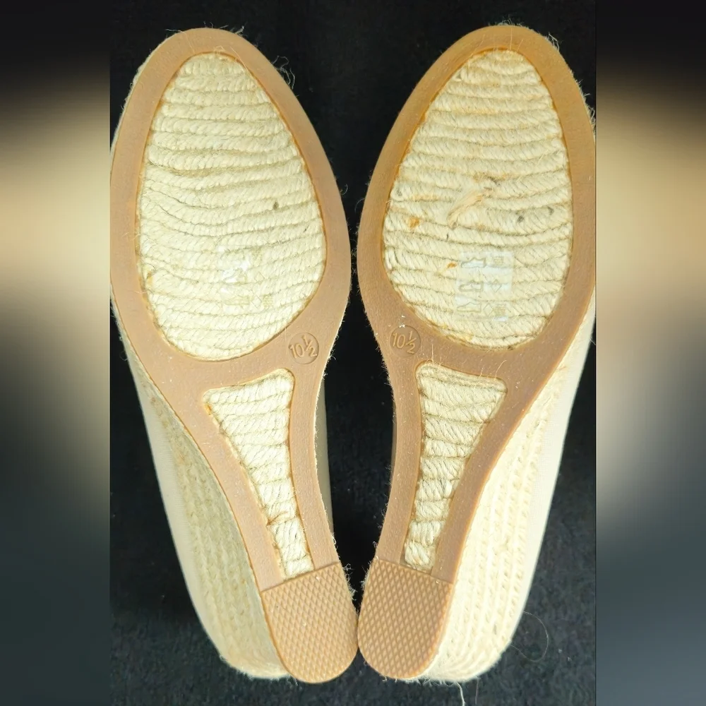 J. Crew Canvas Beige/Cream Espadrille Wedge Pumps - Size 10.5